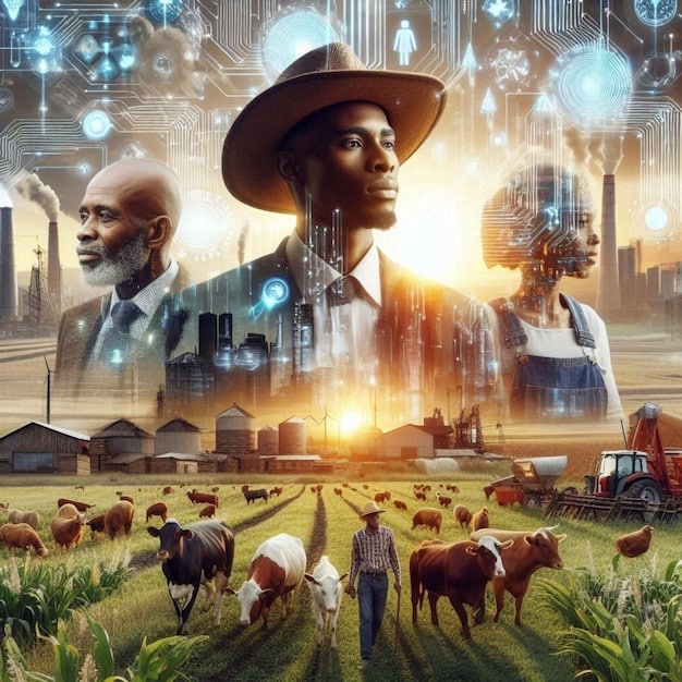 A collage of images representing different economic sectors: agriculture, industry, services, and technology, illustrating the widespread impact of tax reform.