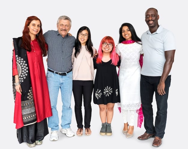 A diverse group of Brazilian citizens, including people of different ages, ethnicities, and backgrounds, standing together in front of ballot boxes with the Brazilian flag in the background. They are smiling and holding up their inked fingers, symbolizing their participation in the democratic process.