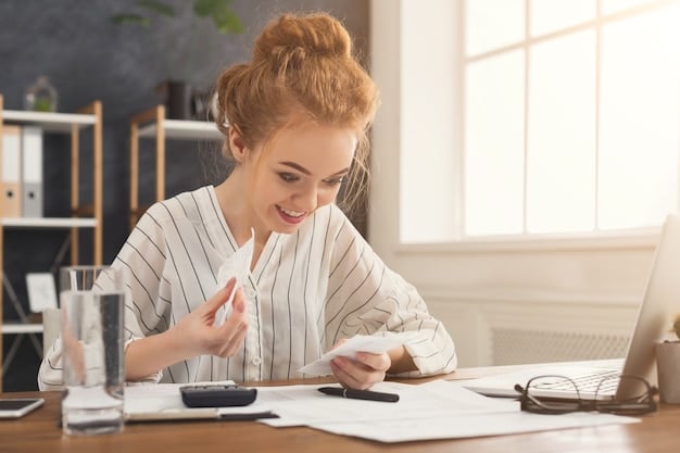 A person using a calculator and looking at financial documents, representing careful financial planning and exploring financing options.