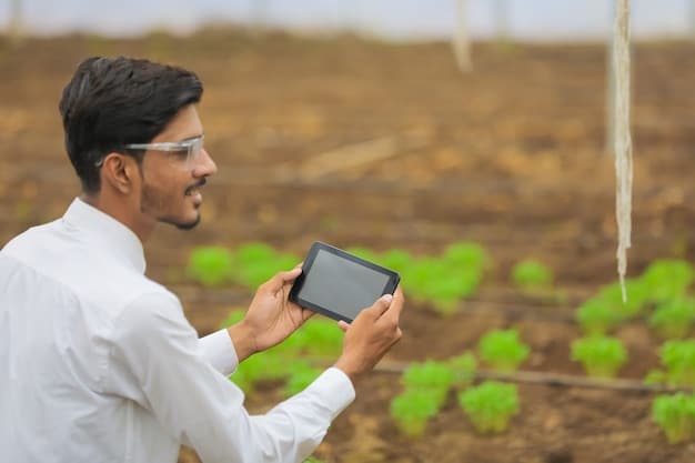 A photo of a small-scale Brazilian farmer using modern irrigation techniques in their field, showcasing the potential for technology to improve yields in smaller agricultural operations.