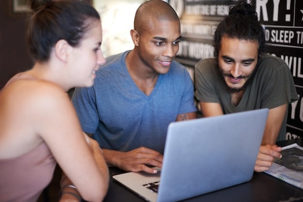 A diverse group of Brazilian professionals attending a training session focused on artificial intelligence, with laptops displaying AI algorithms and data visualizations. The atmosphere is collaborative and focused on learning new skills.