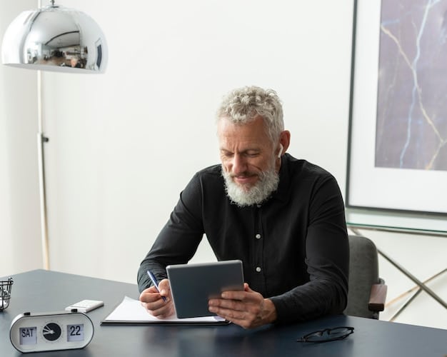 An executive using a calculator, reviewing financial reports on a desk with legal documents, symbolizing the financial implications of employment law changes on business operation.