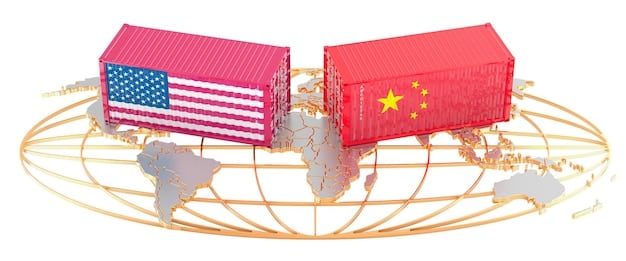 An infographic illustrating the trade flows between the United States, China, and Brazil, highlighting the key exports and imports and showing how the trade war is disrupting these flows. The infographic includes data on tariffs, trade volumes, and economic growth rates.