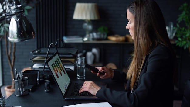 A professional working on a Salesforce dashboard on a laptop, analyzing sales data and optimizing customer relationship management strategies.