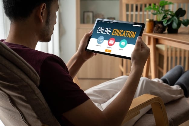 A user interface of an online course platform, displaying a virtual classroom where students are interacting with a professor. The platform highlights the MEC logo and a message saying 