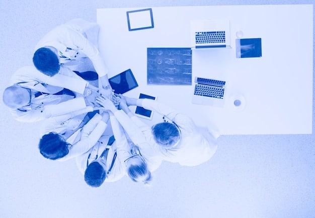 A depiction of professionals from various backgrounds working together, using AI tools to solve problems and innovate. The image emphasizes collaboration and the integration of human skills with AI capabilities.
