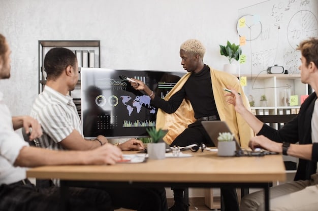 A busy tech office in Brazil, with diverse professionals collaborating on computer screens, symbolizing the growth and opportunities in the IT sector.