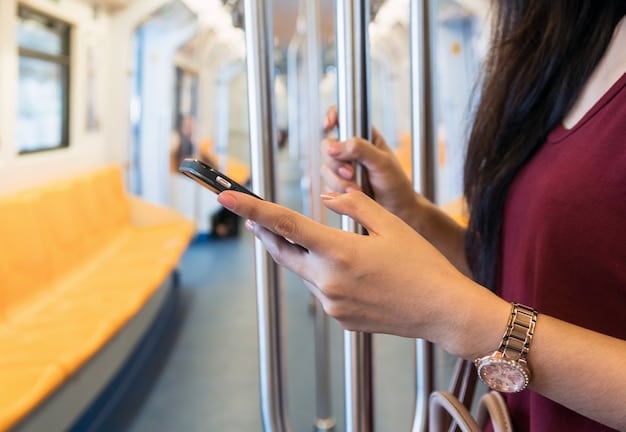 An image showing a modern, clean interior of a subway car in Brazil, with digital displays and comfortable seating, highlighting the improvements possible with investment in public transport.