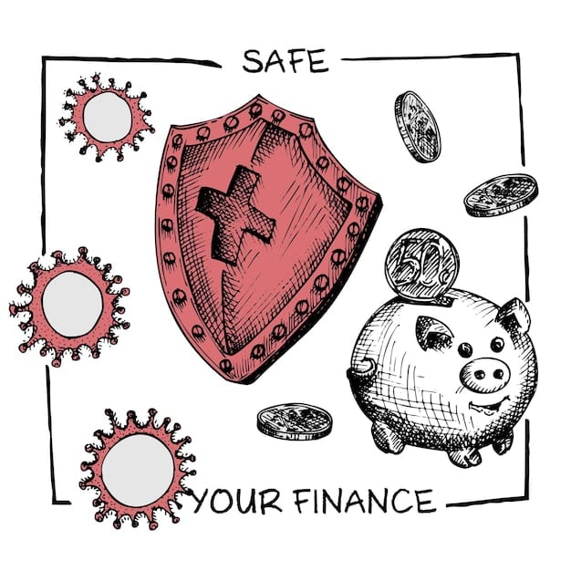 A stylized depiction of money being protected by a shield, symbolizing financial security and protection against inflation.