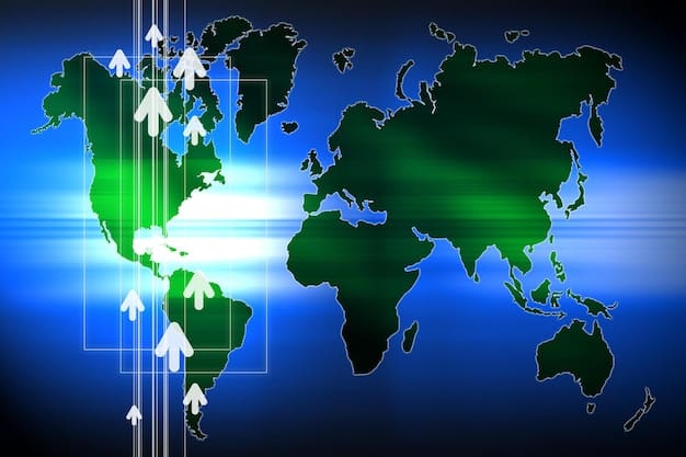 A world map highlighting Brazil and other key trading partners, with lines indicating significant trade routes. The lines should vary in thickness and color to represent different trade volumes and types of goods.