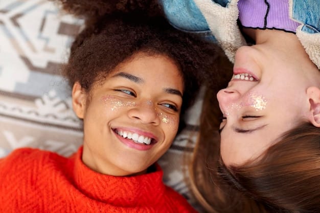 A close-up of a diverse group of teenage girls laughing and supporting each other, emphasizing their emotional connections and well-being. The setting should be a bright and welcoming environment.