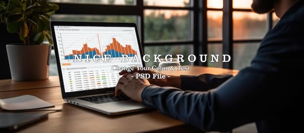 A person using a laptop while sitting at a table with financial charts and graphs, symbolizing strategic investment planning.