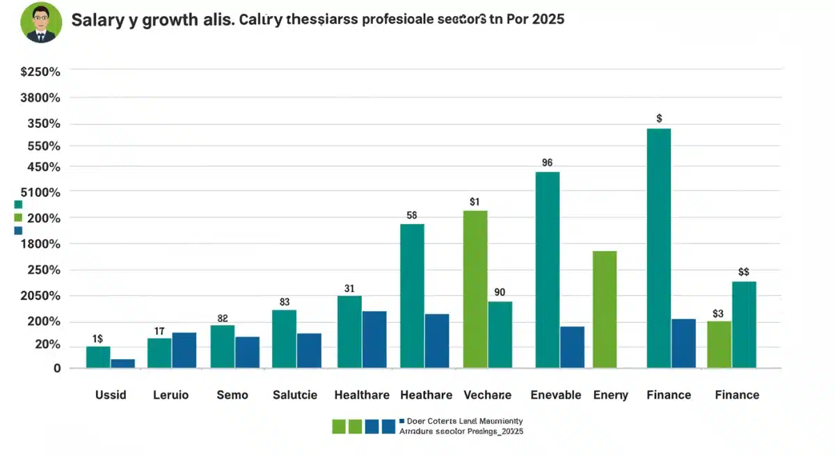 Gráfico comparativo de crescimento salarial por setor profissional no Brasil em 2025.