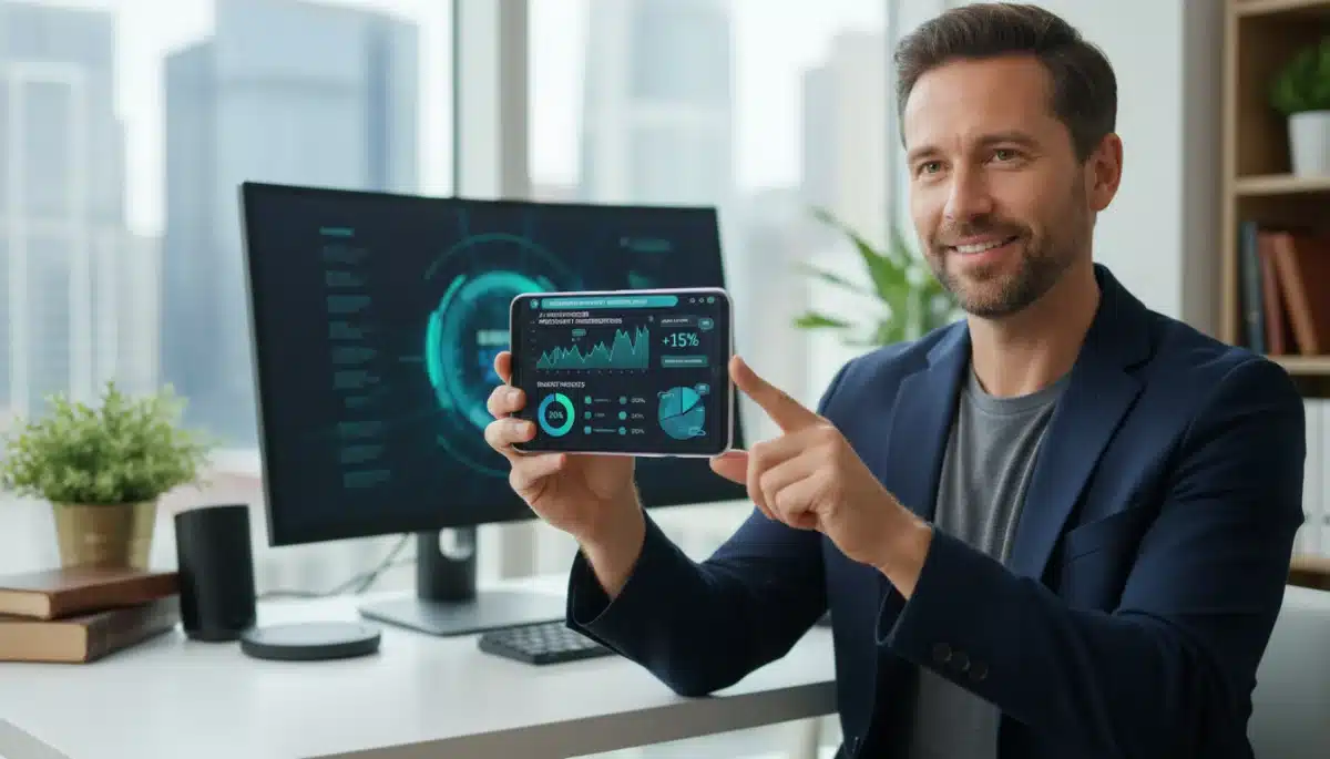 Person using a smartphone for AI-powered financial management in 2026