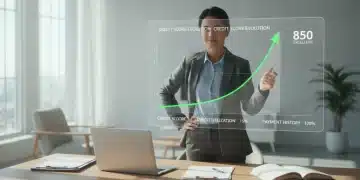 Upward trending credit score graph on a laptop screen, symbolizing credit improvement and financial growth.