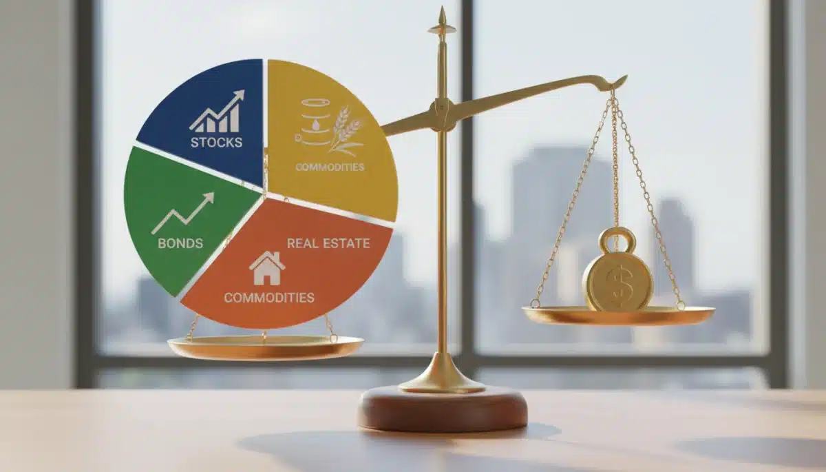 Diversified investment portfolio showing various asset classes