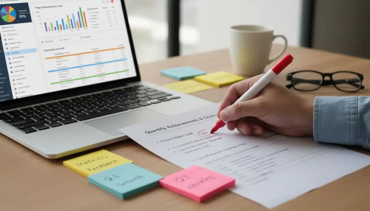 Highlighting achievements for a performance review document