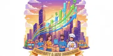 Decoding 2026 Economic Forecast: Small Business Growth Illustration of economic growth and small business prosperity in 2026