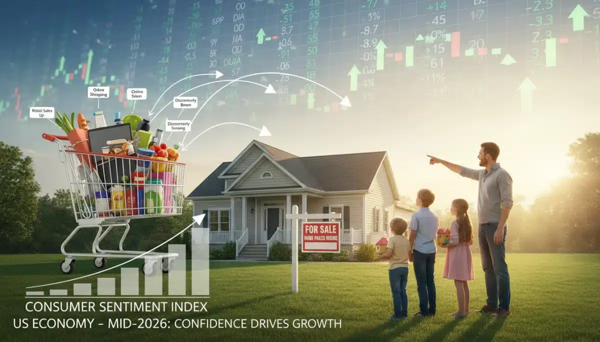 Economic indicators showing impact of consumer sentiment on markets and daily life