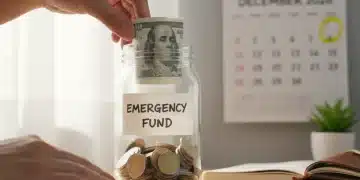 Emergency fund savings jar with calendar showing December 2026