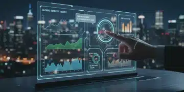 Futuristic digital dashboard showing personal finance technology trends in 2026