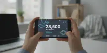 Hands holding a smartphone with an HSA financial app, representing health savings and financial planning.