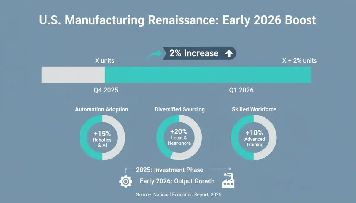 Infographic detailing 2% rise in US manufacturing output 2026