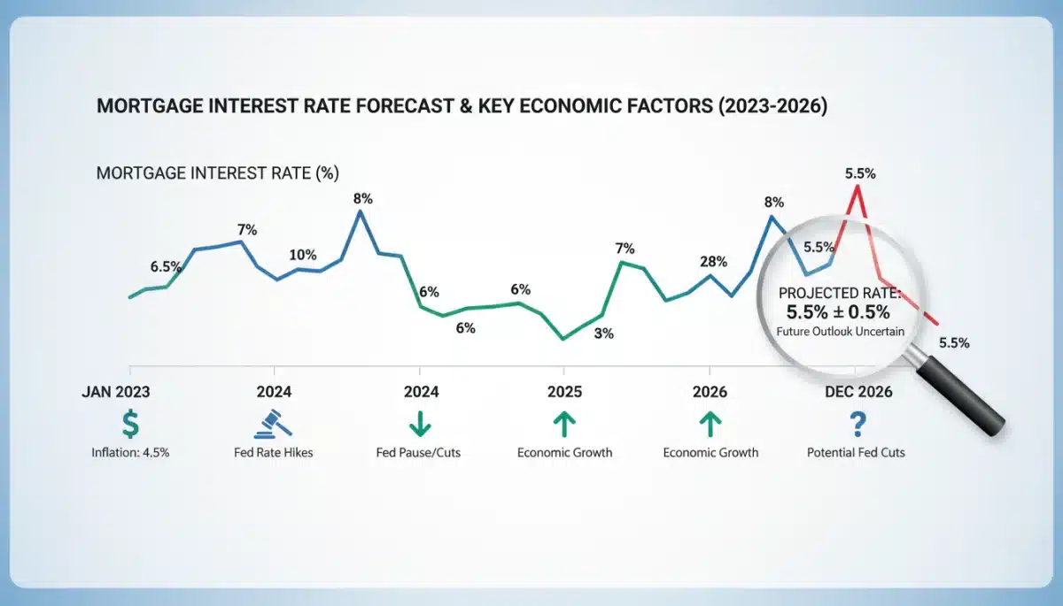 Infographic displaying projected mortgage rate trends for 2026