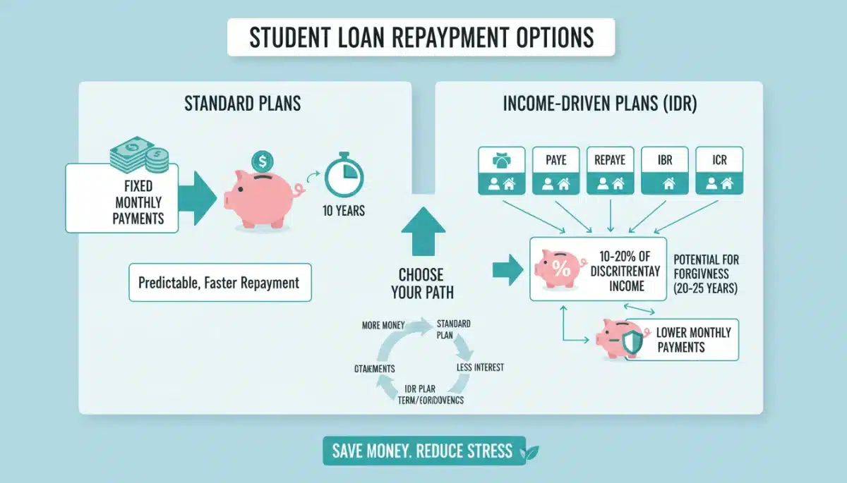 Infographic detailing various student loan repayment options and potential savings