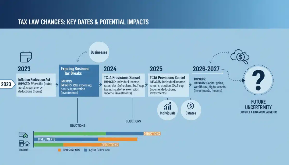 Infographic illustrating the timeline and impact of 2026 tax law changes