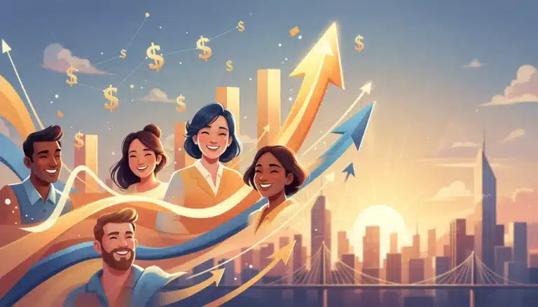 Illustration of economic growth and consumer optimism in a modern city