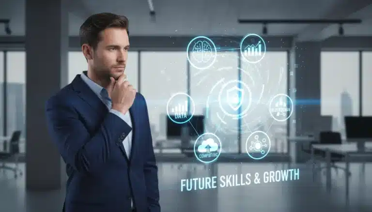 Professional analyzing future high-demand skills for career advancement in 2026